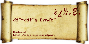 Ördög Ernő névjegykártya